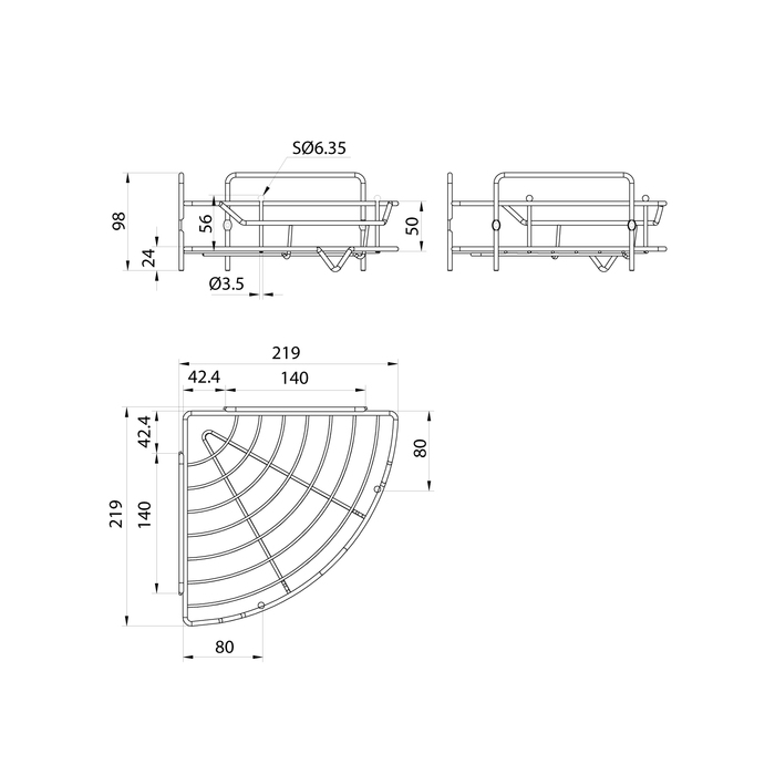 Полка одноярусная угловая Milardo Grid проволока стальная, хром (GRICC1CM44) Полка одноярусная угловая Milardo Grid проволока стальная, хром (GRICC1CM44) - фото 2