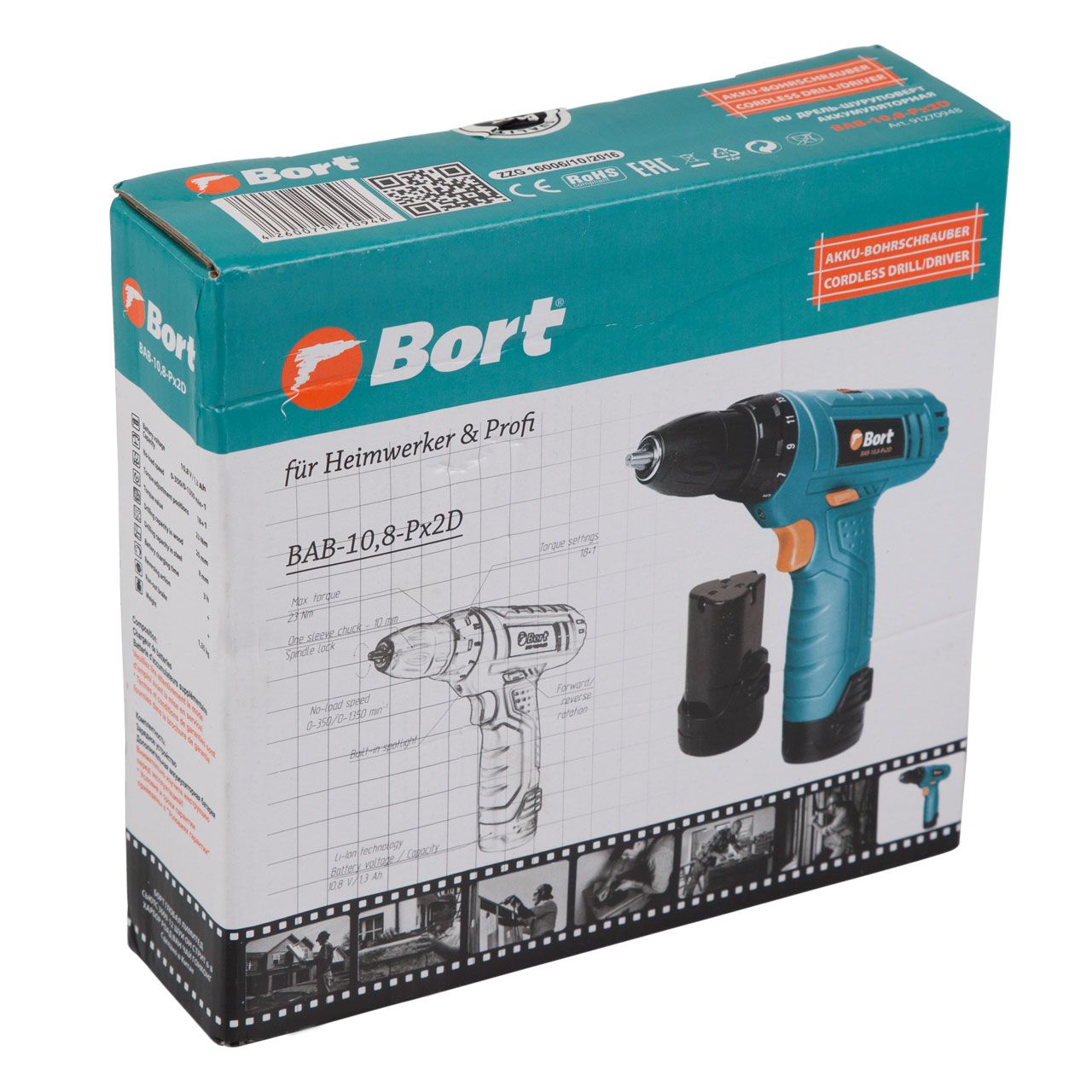 Дрель-шуруповерт аккумуляторная Bort BABort B-10,8-Px2D (2x1,3А.ч) (91270948) Дрель-шуруповерт аккумуляторная Bort BABort B-10,8-Px2D (2x1,3А.ч) (91270948) - фото 4
