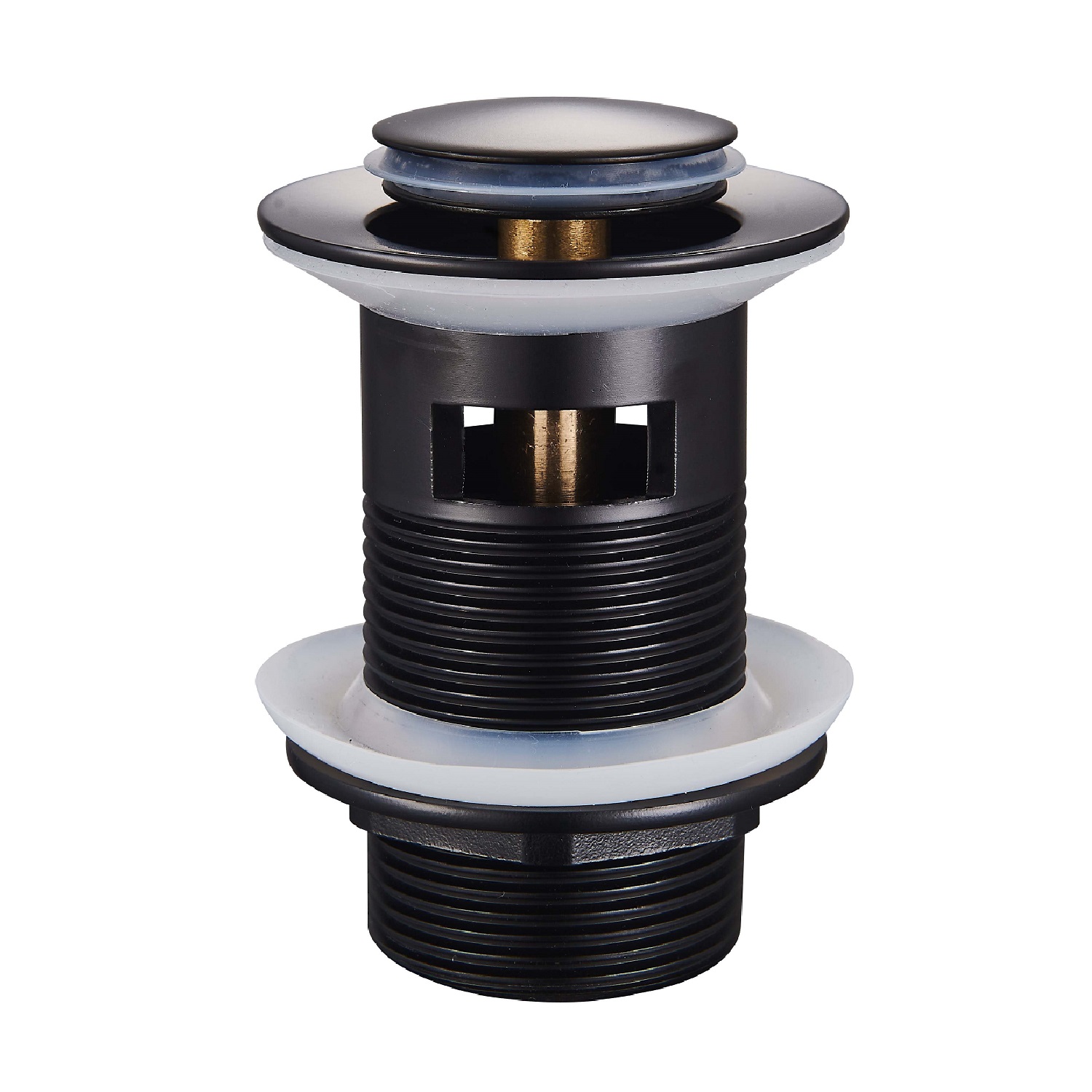 Донный клапан для раковины Raglo c переливом (клик-клак), латунь, черный (R600.05.06)