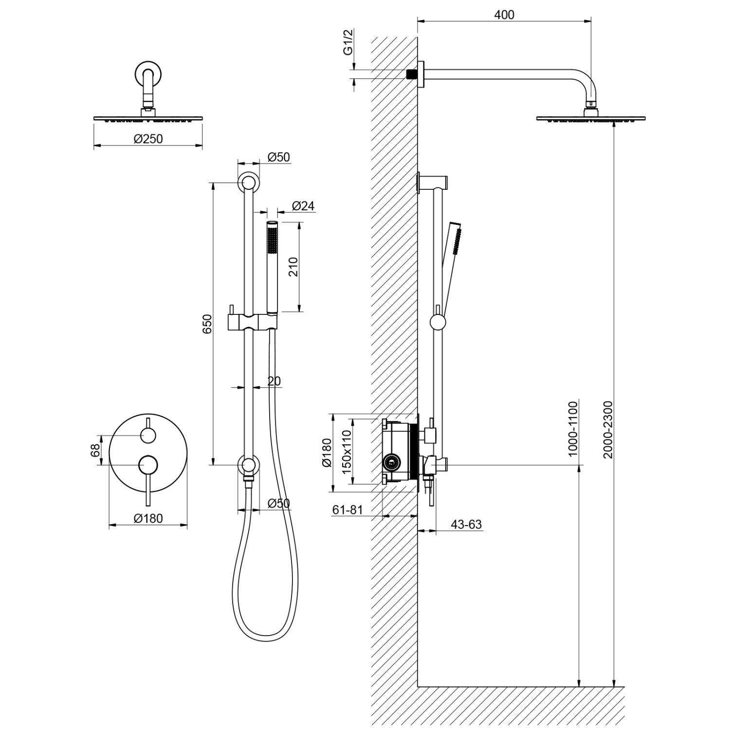 Душевая система встроенная Timo Saona (SX-2309/03SM) - фото 2
