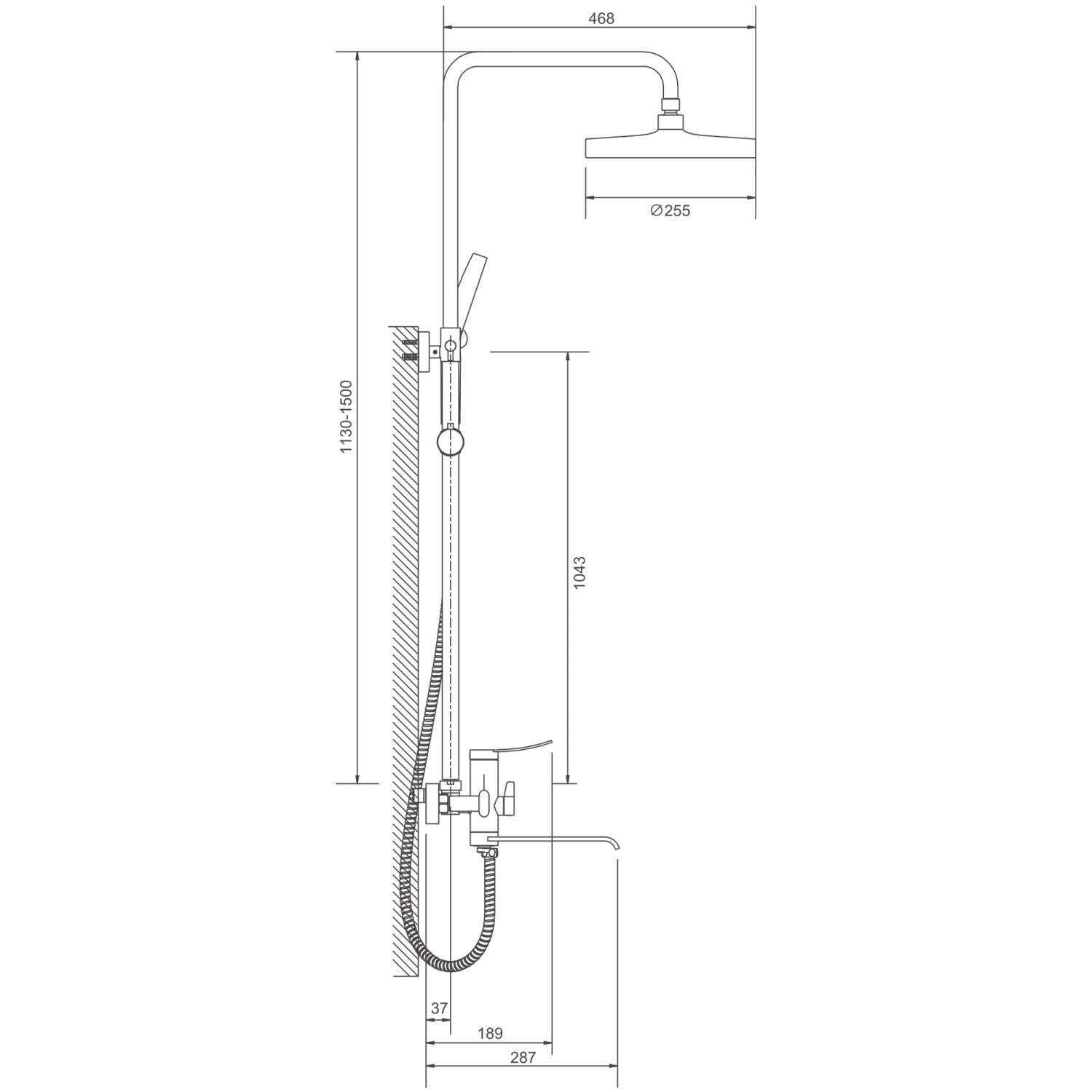 Душевая система BELZ черный (B24812-7) - фото 2