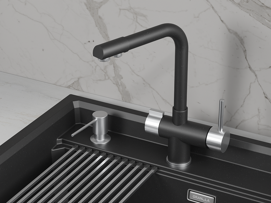 Смеситель для кухни GRANULA (5008, ШВАРЦ) - фото 2