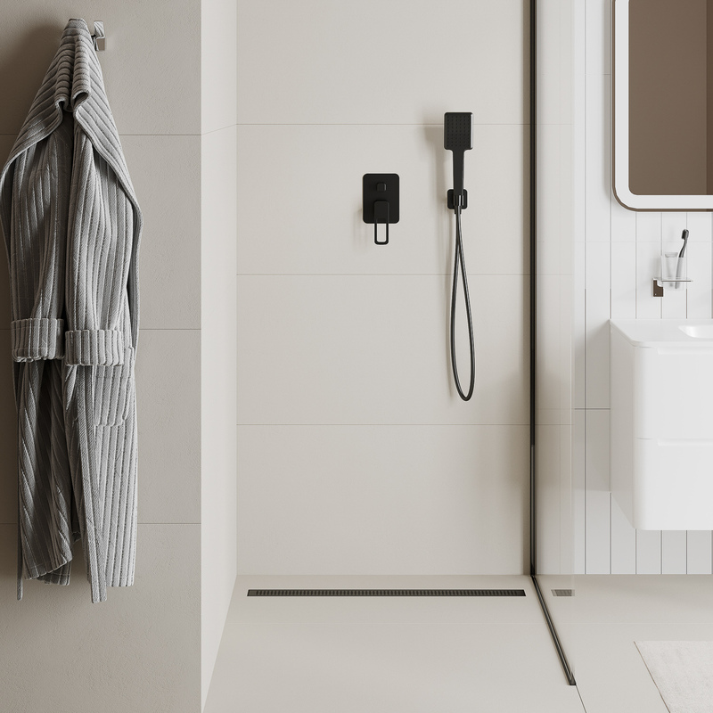 Лоток душевой, сифон 360, комбинированный затвор, перфорированная решетка, 500мм, черный, IDDIS, 975B5BL20DZ - фото 4