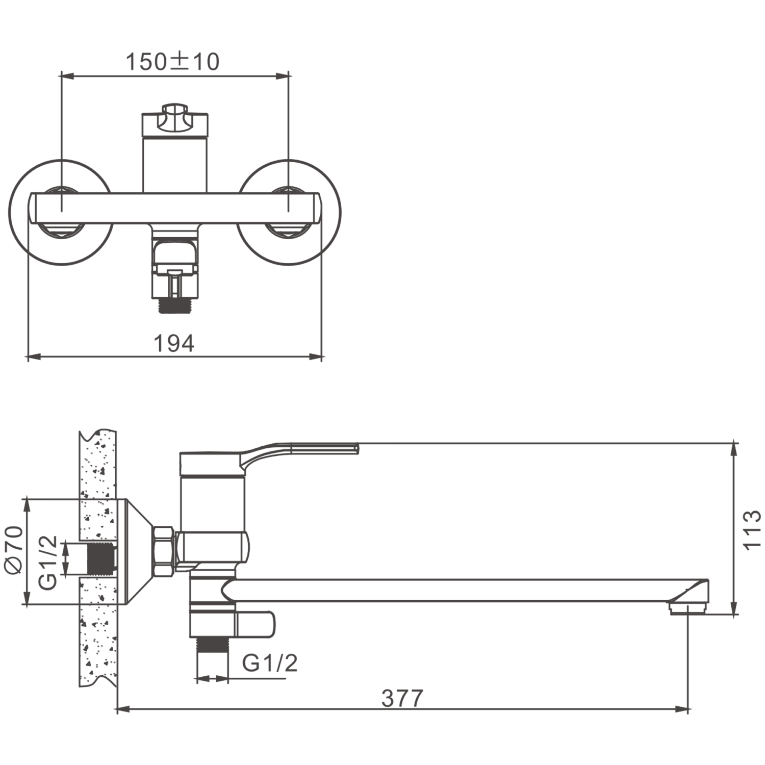 Смеситель для ванны BELZ B612 с аксессуарами, длинный излив (B22612) - фото 3