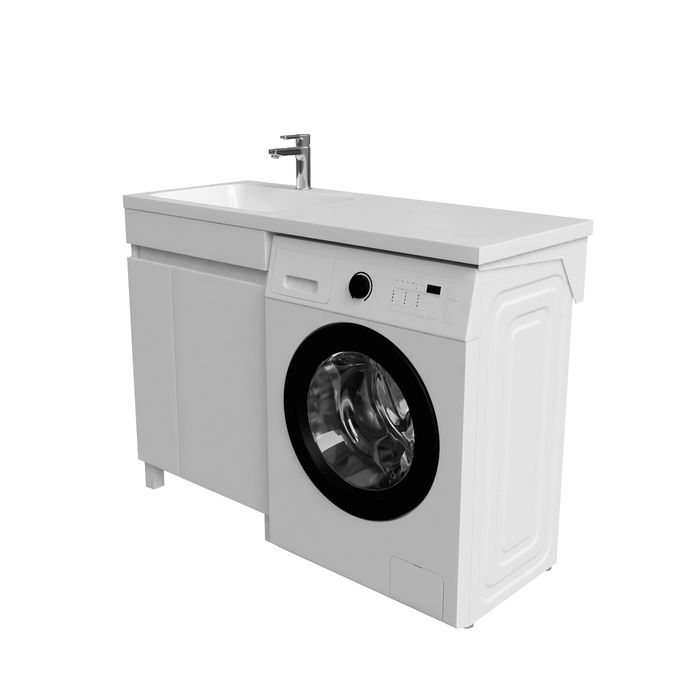 Тумба с умывальником напольная для стиральной машины с дверцами, 120 см, левая, белая, IDDIS Optima Home (OPH12LDi95K) - фото 5