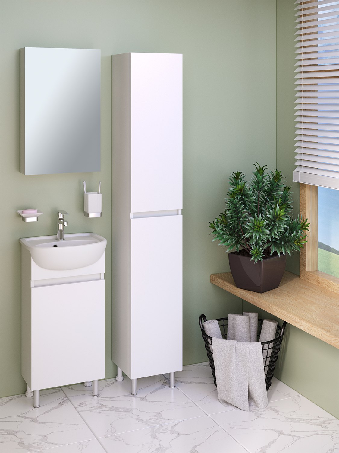 Тумба Runo Лада 40 белая под умывальник 00-00001179 (Mango 40) (00-00001194) - фото 3