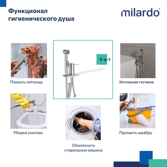 Гигиенический душ Milardo с установкой на унитаз, глянцевый хром, Tidy (001SB00M08) - фото 6
