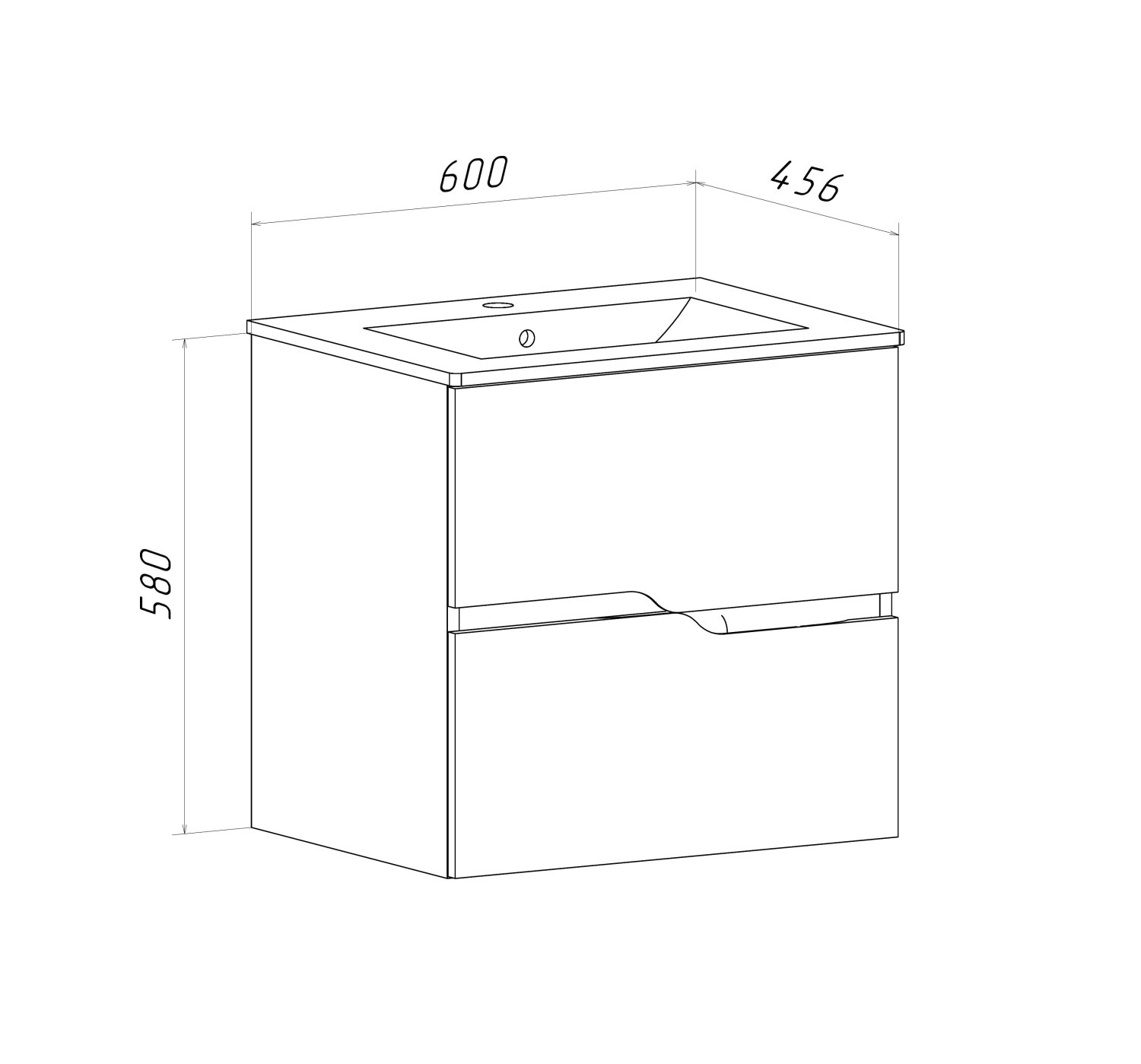Тумба Runo Палермо 60 подвесная под умывальник 00-00002554 (Teffy 60) (00-00004082) - фото 3
