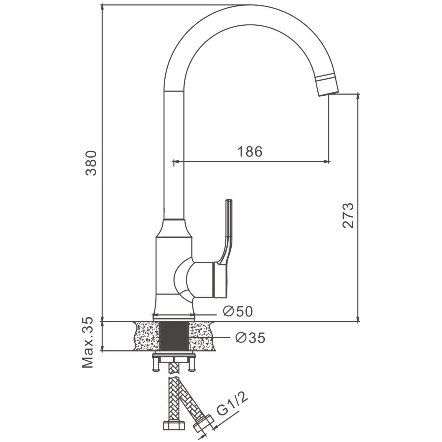 Смеситель для кухни BELZ B612 (B70612) - фото 2