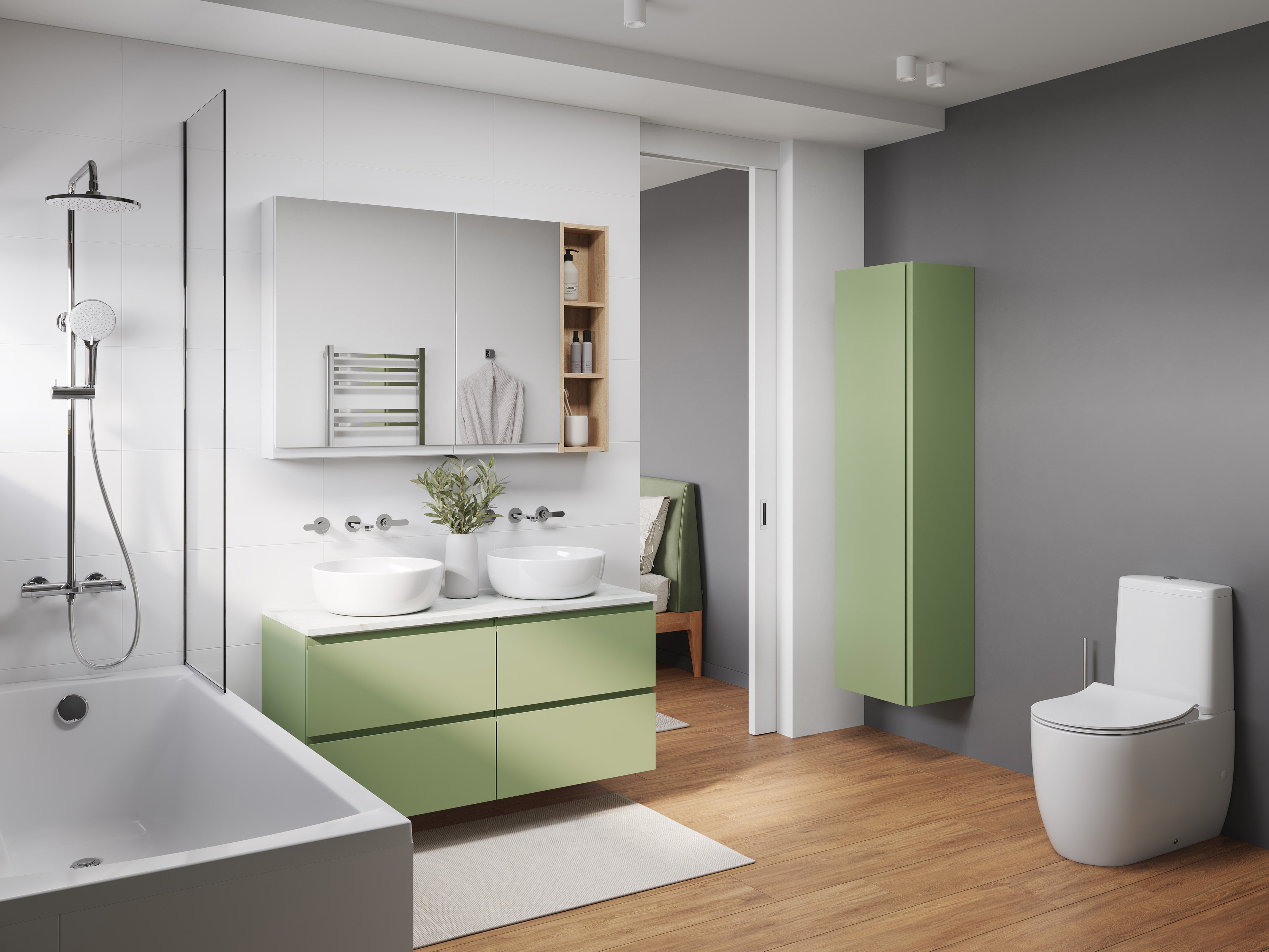 Тумба под раковину CERSANIT подвесная MODUO 60 для COMO 60 шалфей (69344) - фото 11