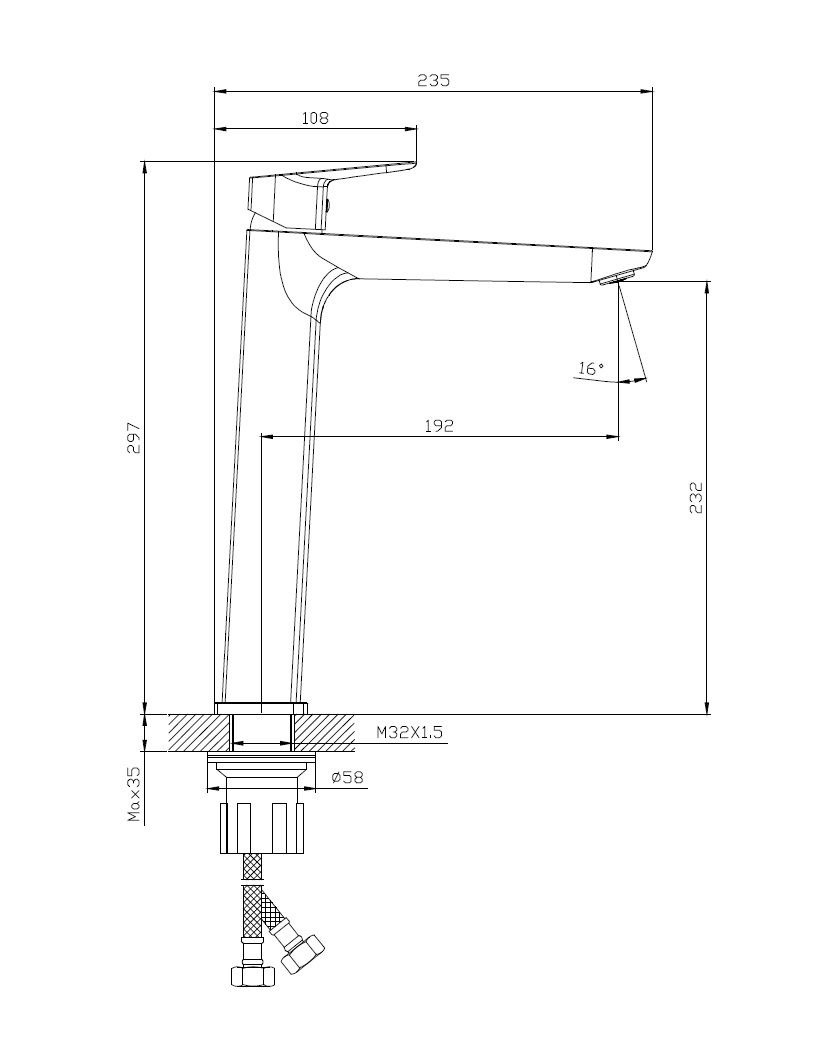 Смеситель для раковины высокий DQ Hamburg хром (DA1742001) - фото 7