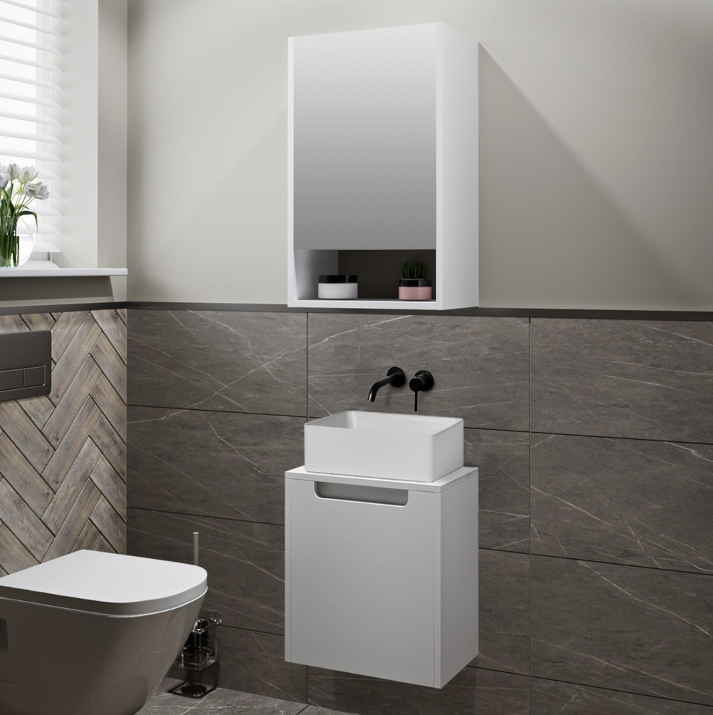 Тумба Runo Бари Микра 40 подвесная белая под накладной умывальник (00-00001975) - фото 3