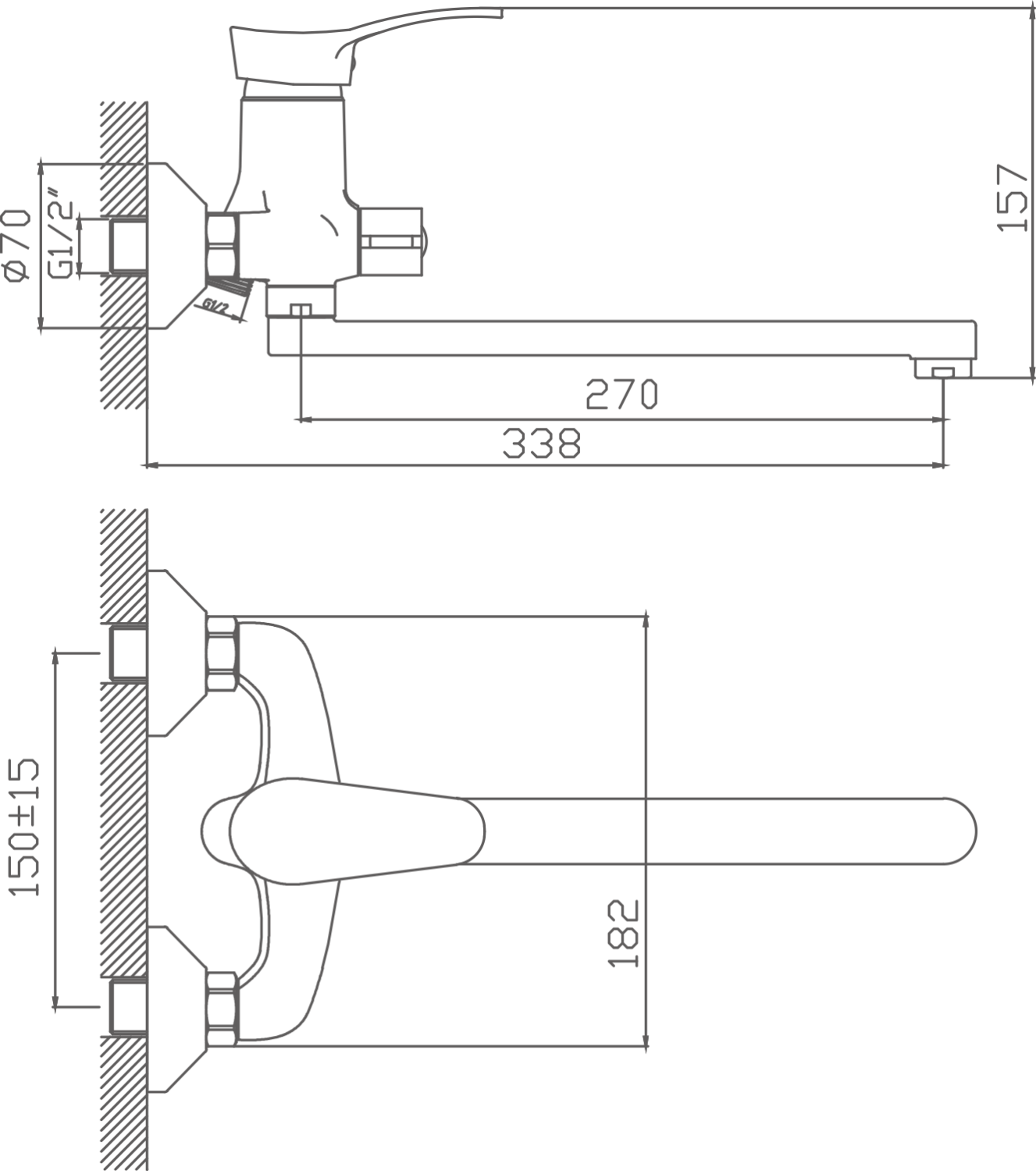 Смеситель для ванны Cron хром (CN2214) - фото 2
