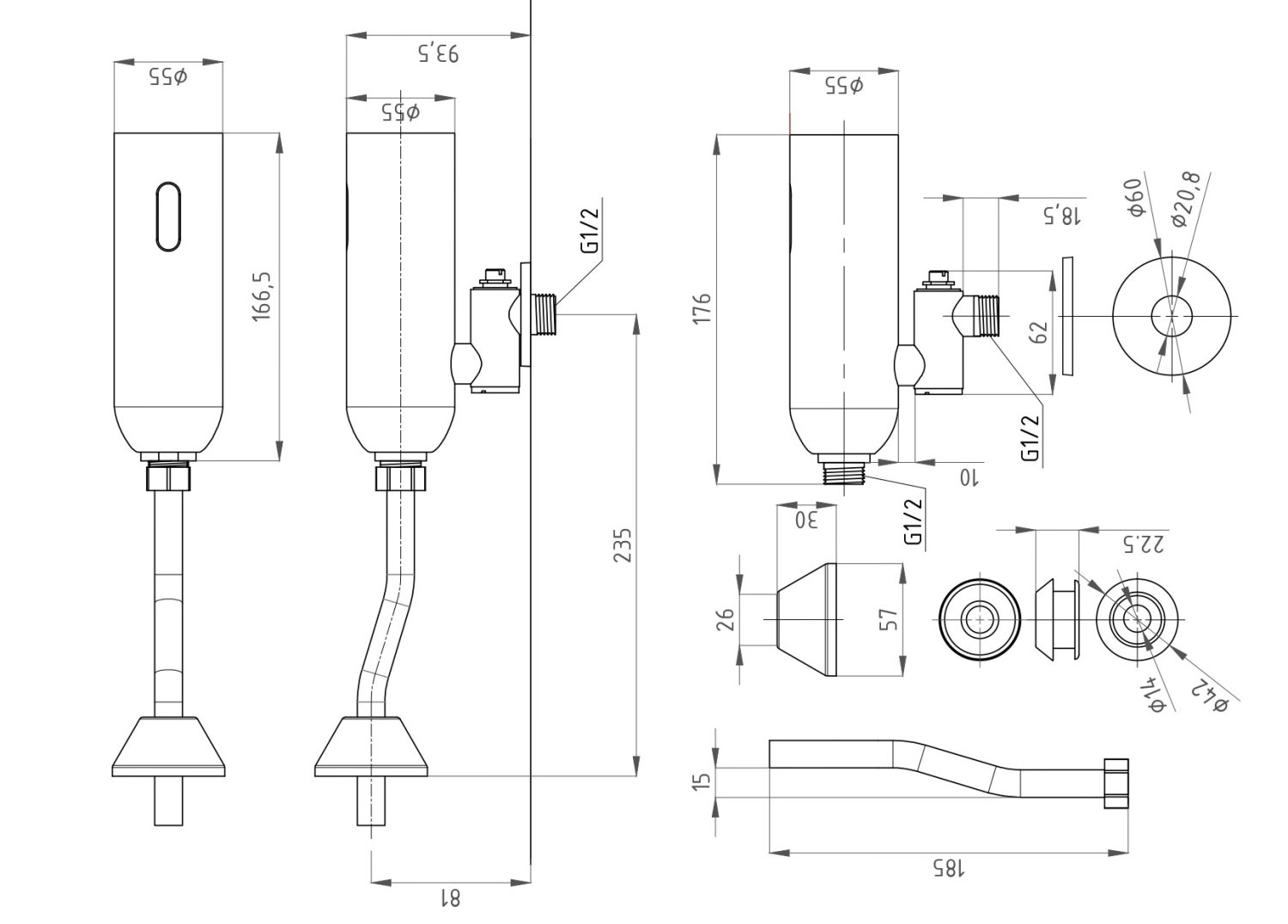 Кран для писуара сенсорный ПрофСан PSM-2000 (PSM-2521) - фото 6