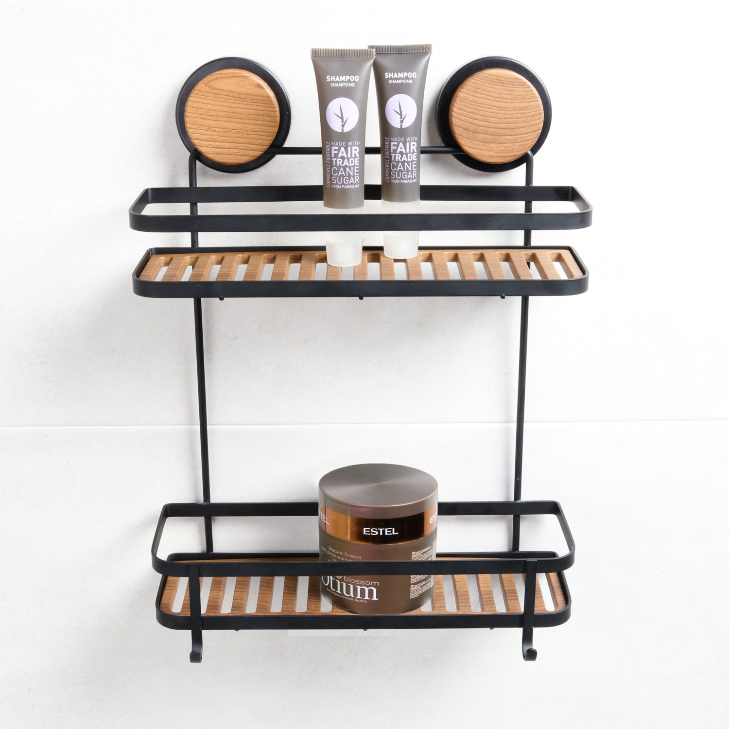 Полка Fixsen прямая двухэтажная черная-дерево Magic (FX-950B-2) - фото 2