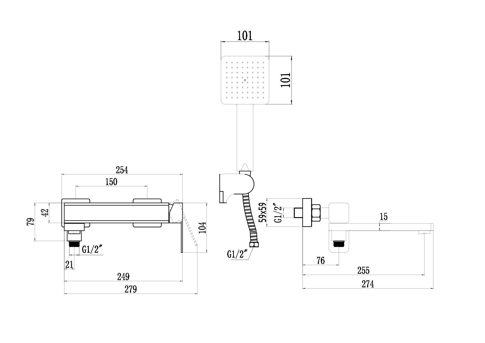Смеситель для ванны Fmark (FS8724-22HB) - фото 2