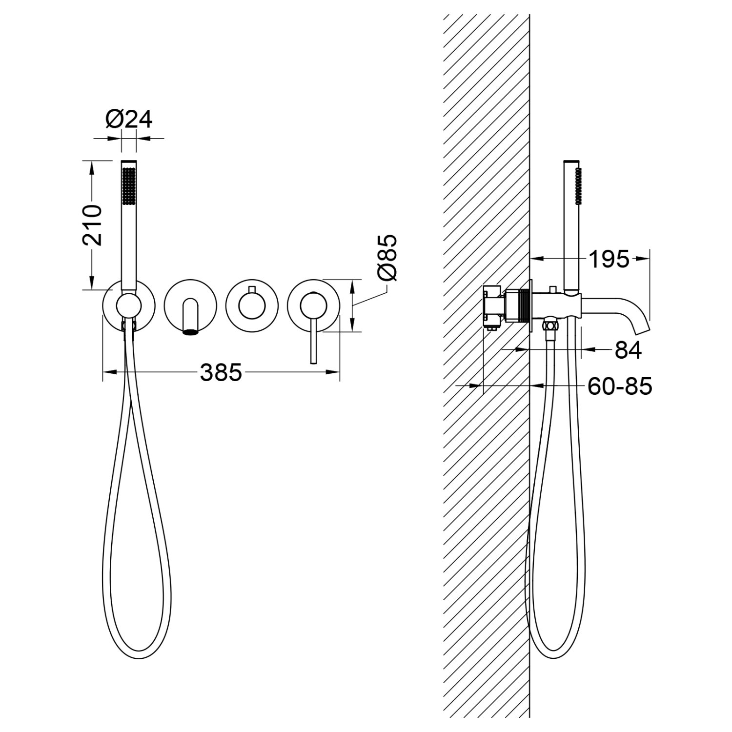 Смеситель встроенный для ванны с душем Timo Saona черное золото (2314/18YSM) - фото 2