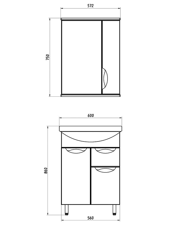 Зеркальный шкаф ASB-Mebel Мессина 60 (9886) - фото 4