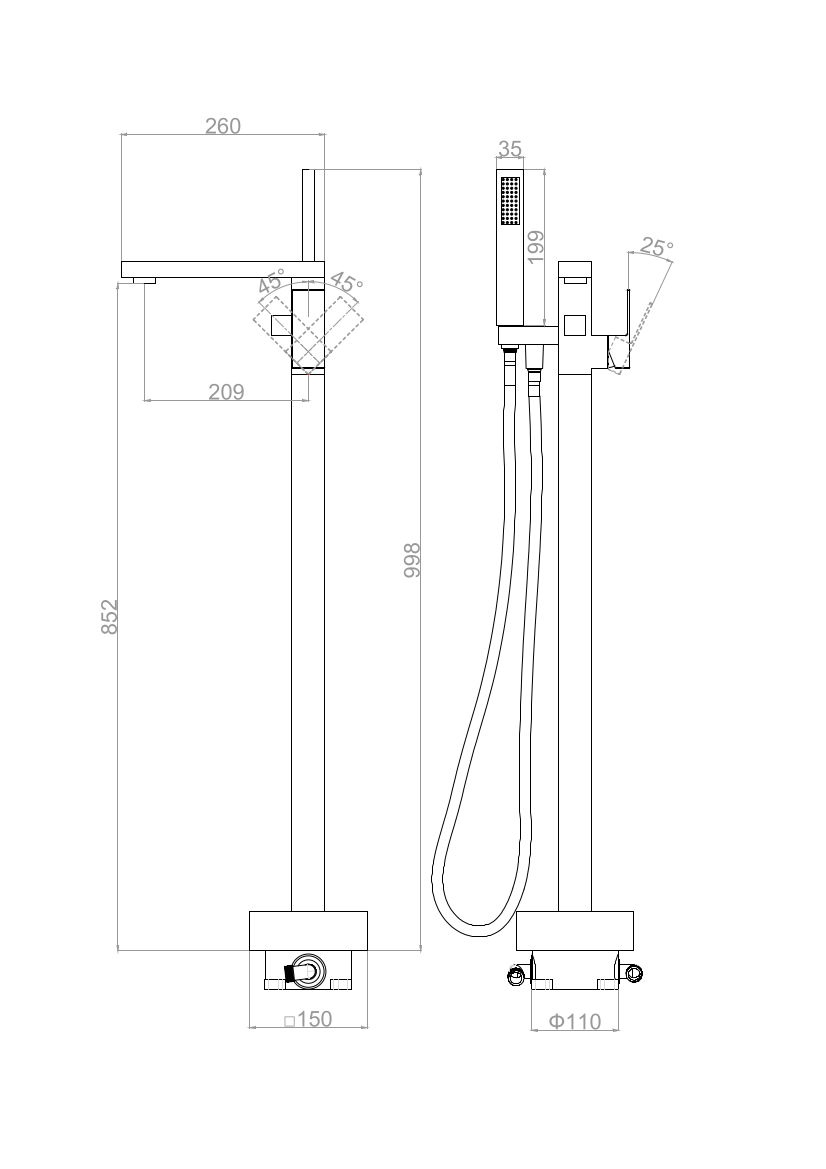 Напольный смеситель для ванны с душем D&K Bayern.Liszt (DA1516005) - фото 3
