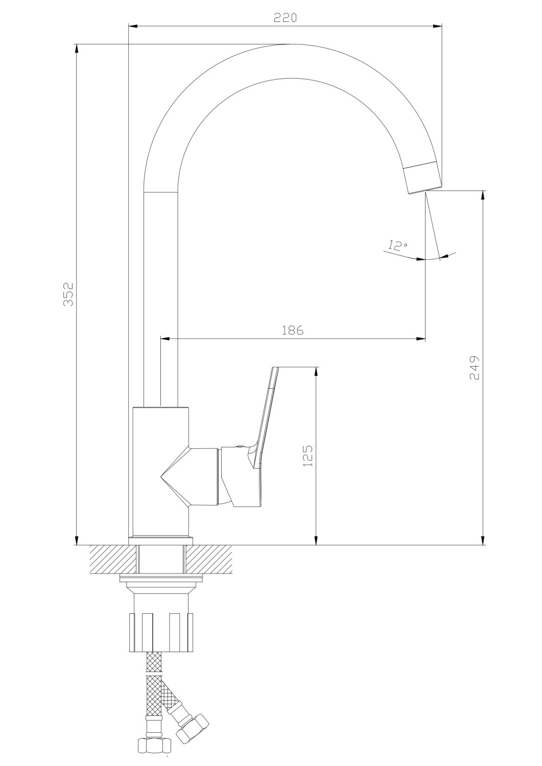 Смеситель для кухни DQ Leipzig высокий хром (DA1762401) - фото 5