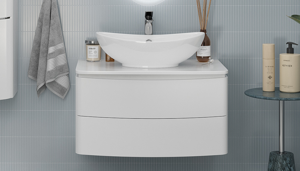 Тумба Velvex Luna 800-0-2 со столешницей навесная белый под раковину 7027A (tp.LUN.80.2Y) - фото 2