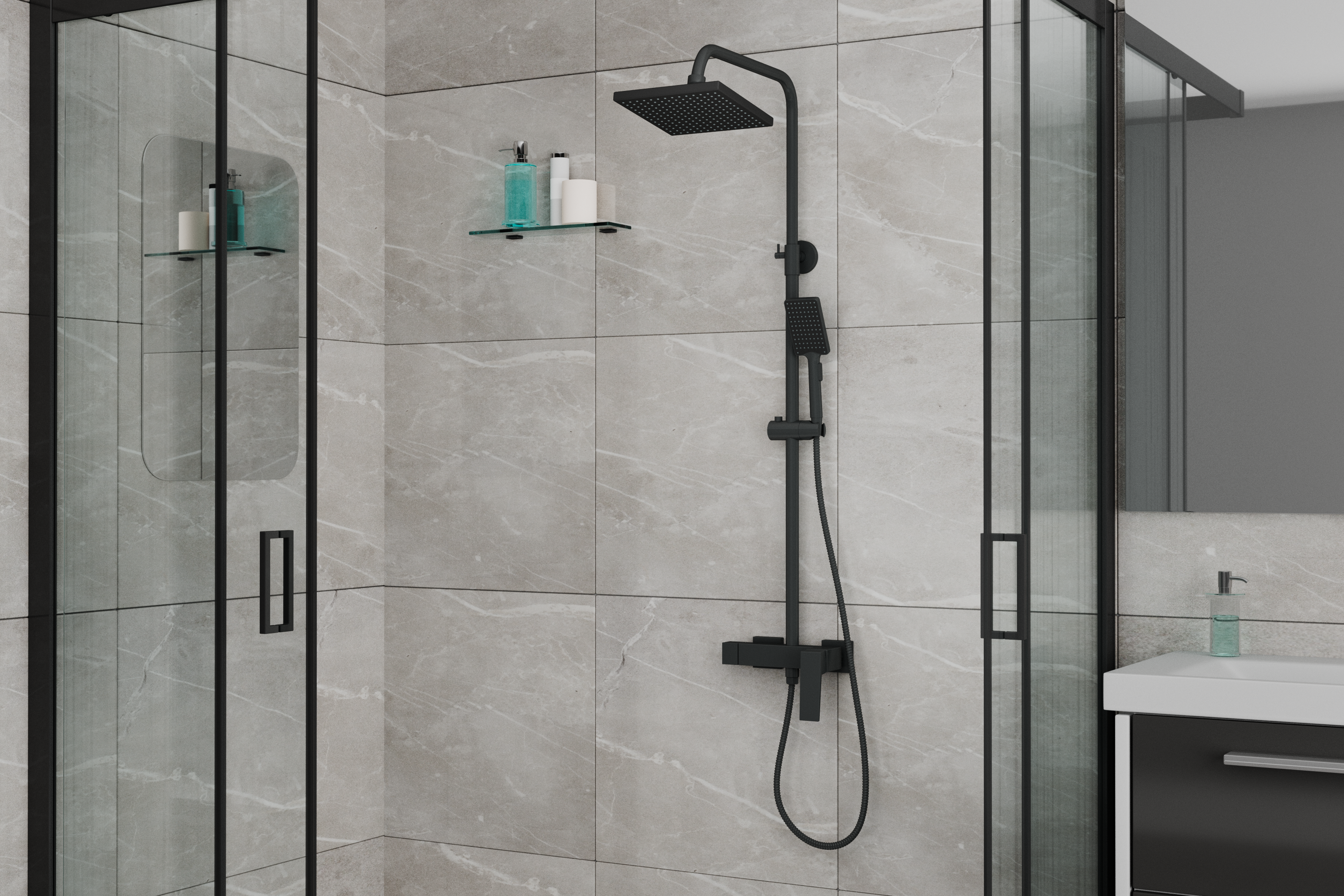 Душевая система RUSH Thira без излива (TR3635-40Black) Душевая система RUSH Thira без излива (TR3635-40Black) - фото 2
