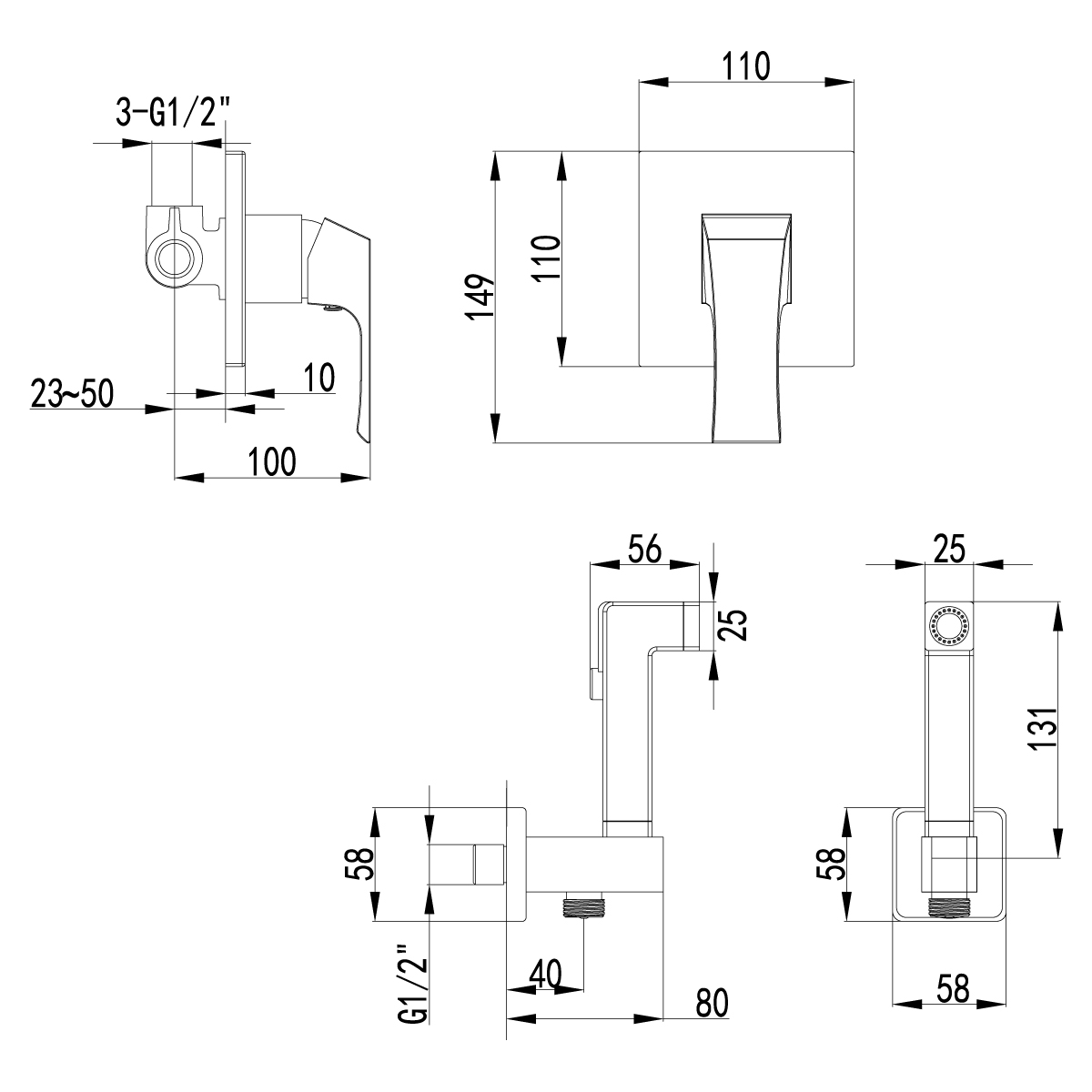 Смеситель гигиенический душ Lemark Unit (LM4519C) - фото 2