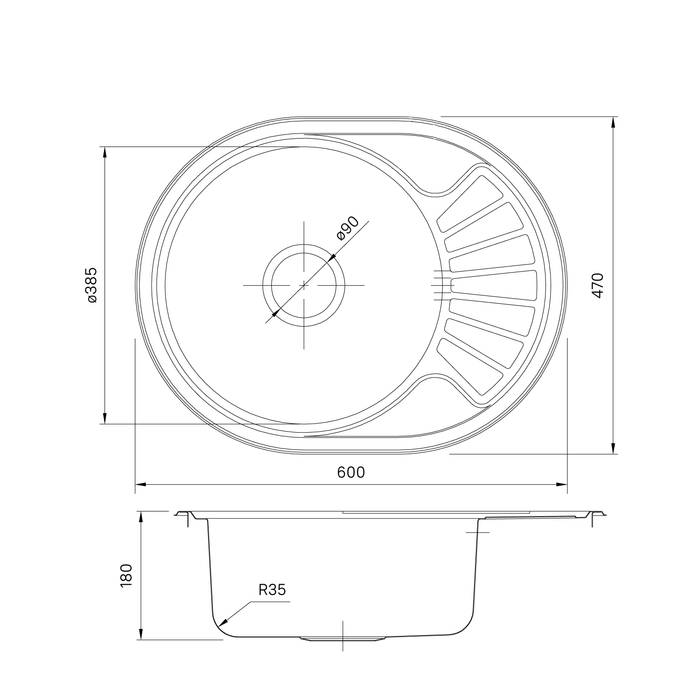 Кухонная мойка IDDIS 600*470, Suno S (SUN60PDi77) - фото 4