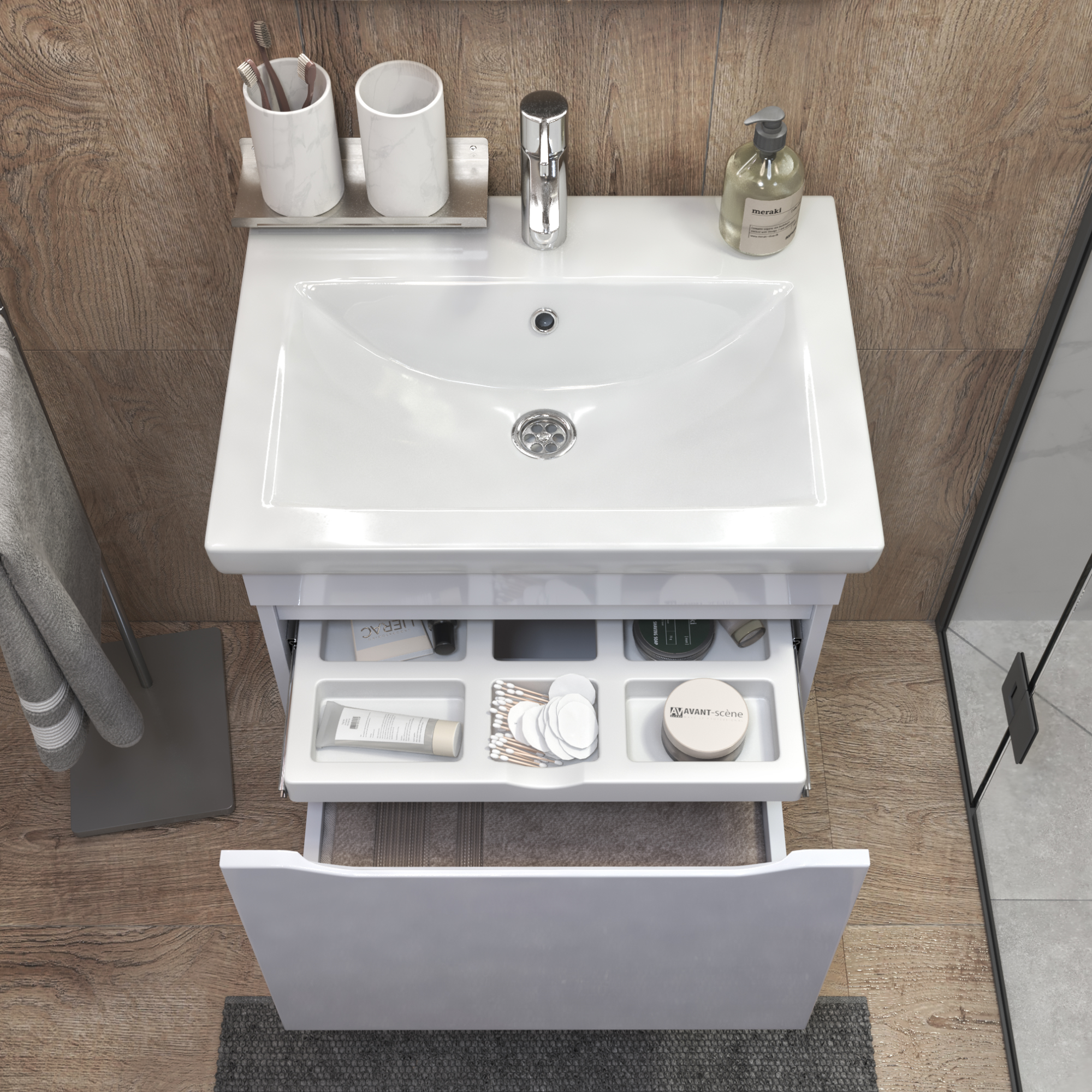 Тумба VIGO Grani под раковину Grani 600-0-1 (Como) навесная (057 белый) - фото 4