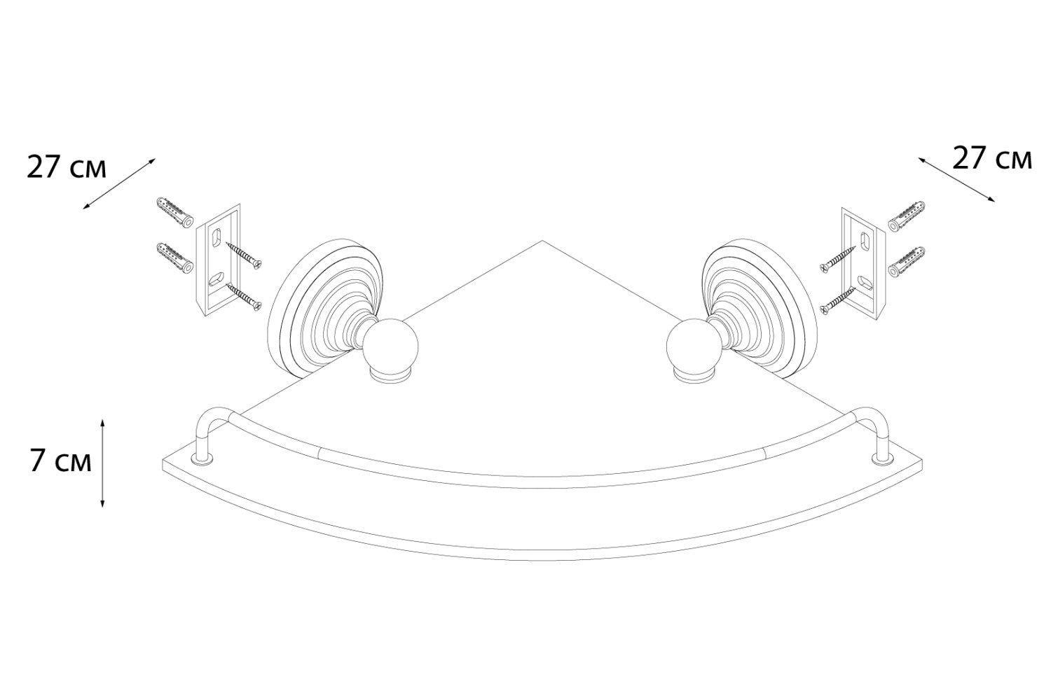 Полка FIXSEN Retro стеклянная угловая (FX-83803A) - фото 3