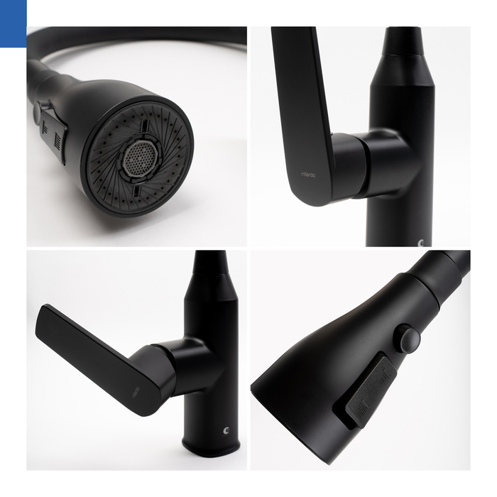 Смеситель для кухни Milardo Poli с гибким изливом, черный матовый (POLBL0FM05) - фото 4