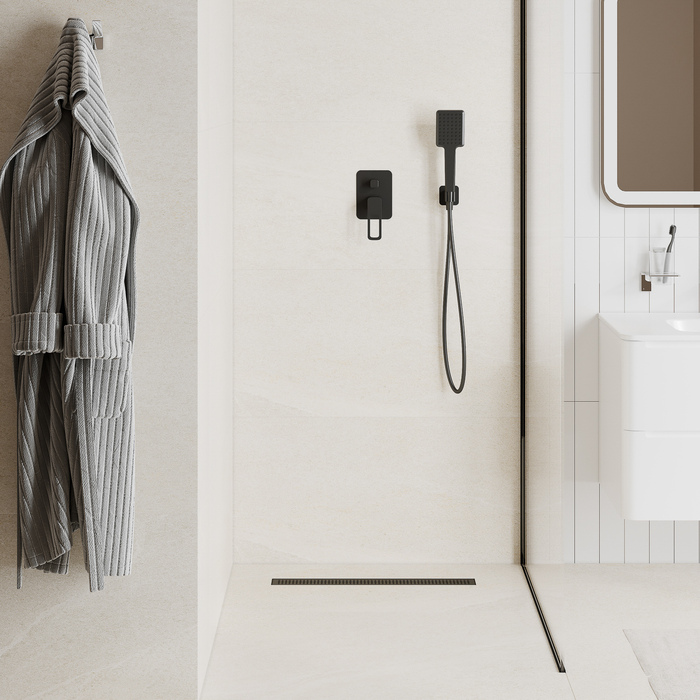 Лоток душевой, сифон 360, комбинированный затвор, перфорированная решетка, 600мм, черный, IDDIS, 975B6BL20DZ - фото 2