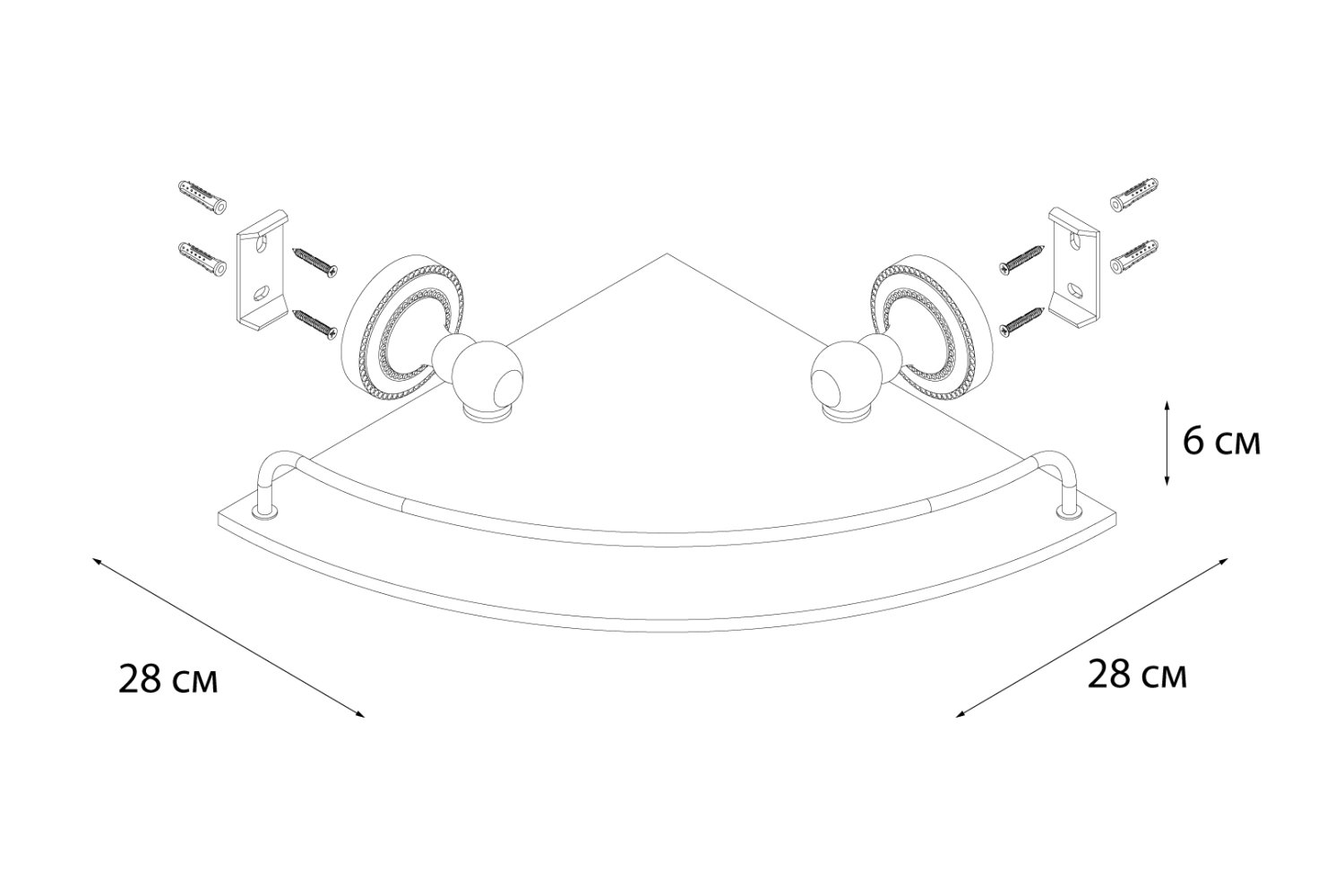 Полка FIXSEN Style стеклянная угловая (FX-41103A) - фото 3
