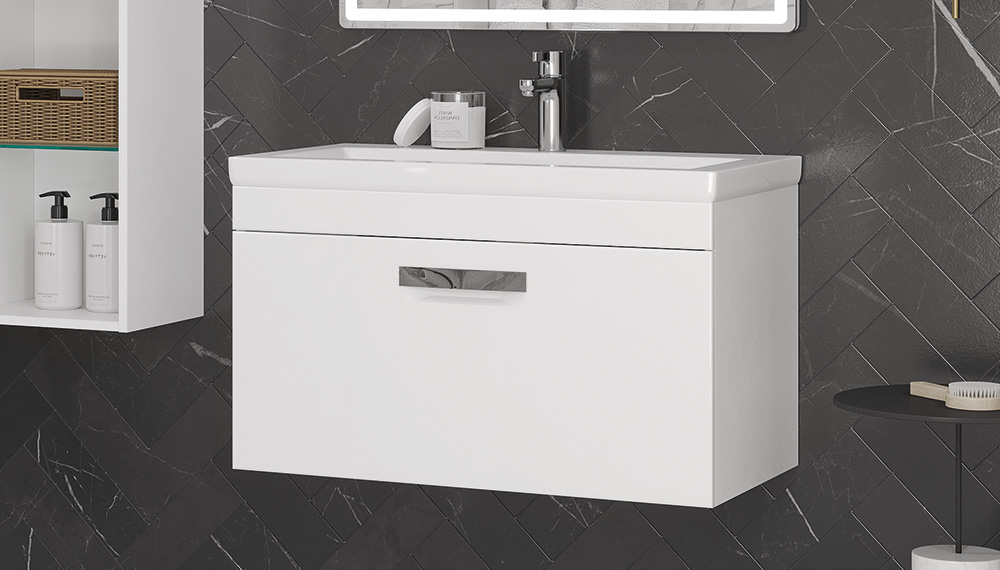 Тумба подвесная Velvex Estea 80.1Y белый матовый под раковину Ц0000005955 (Como) (tp.EST.MOD.80.1Y) - фото 3