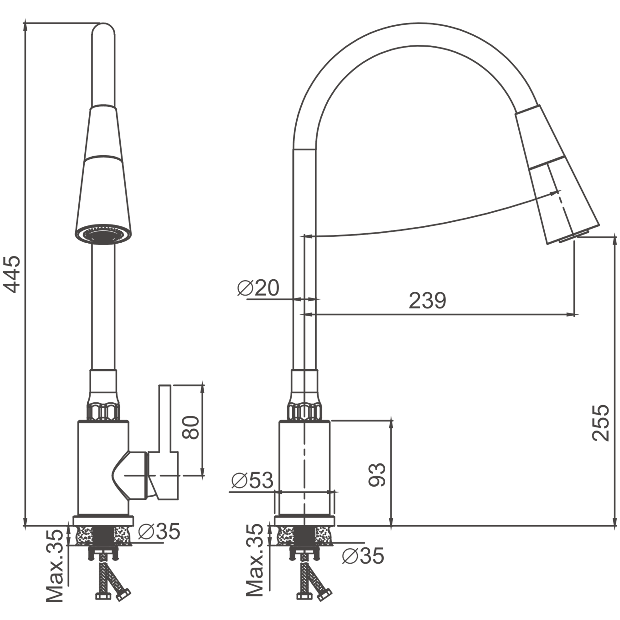 Смеситель для кухни BELZ гибкий Сатин (B74809-1) - фото 2