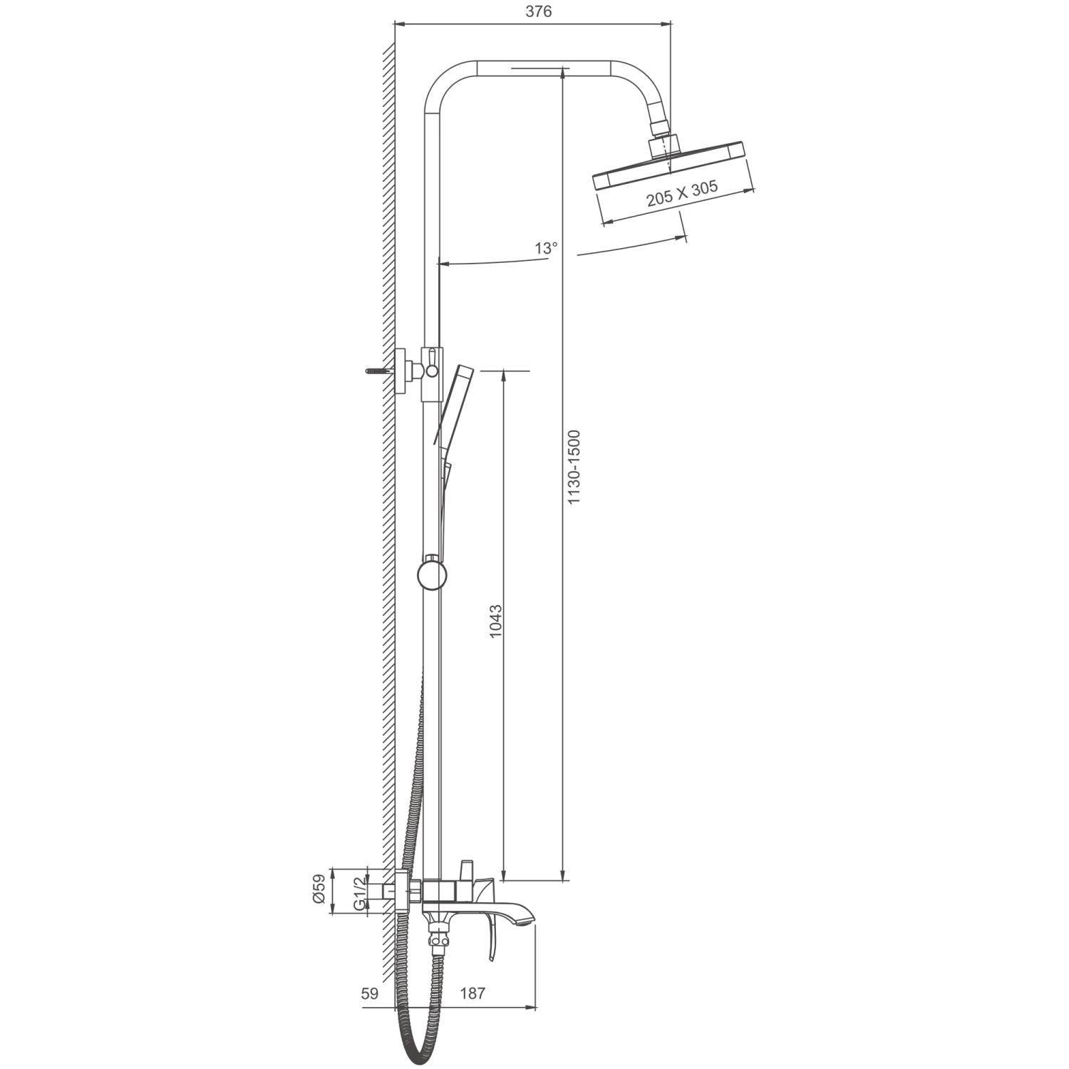 Душевая система BELZ оружейная сталь (B24507-3) - фото 2