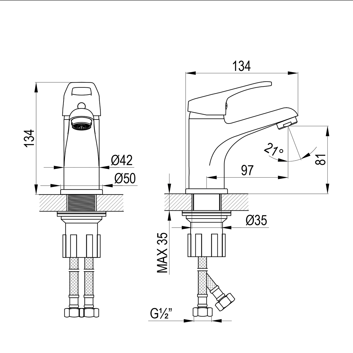 Смеситель Rossinka для раковины монолитный (B35-13) - фото 2