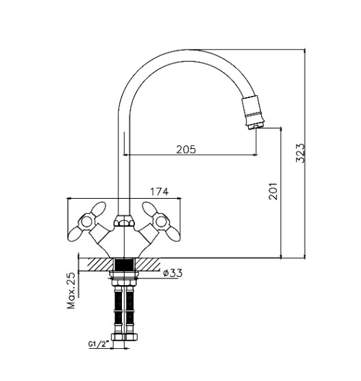 Смеситель для кухни Cron красный (CN46127-6) - фото 2