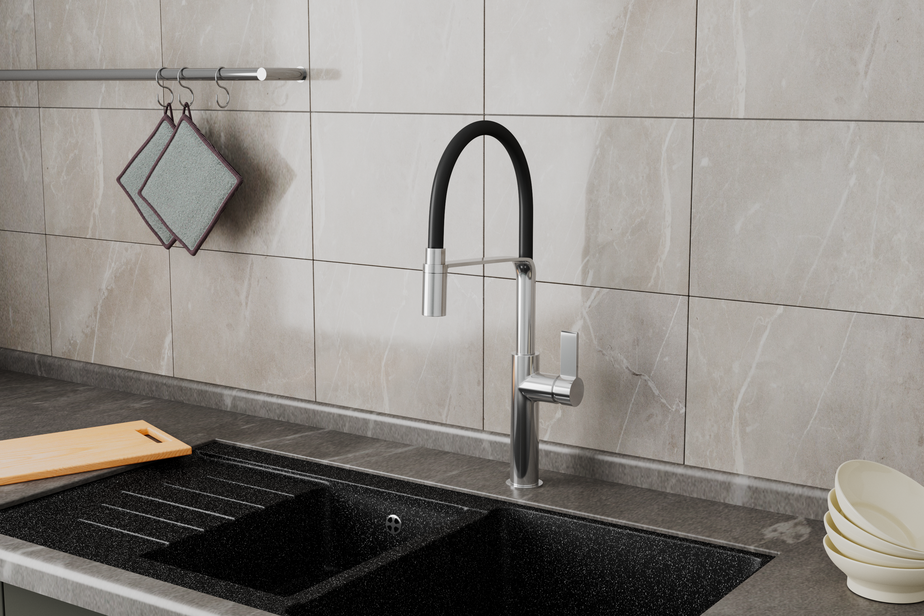 Смеситель для кухонной мойки с гибким изливом RUSH (MS9035-35Black) Смеситель для кухонной мойки с гибким изливом RUSH (MS9035-35Black) - фото 2