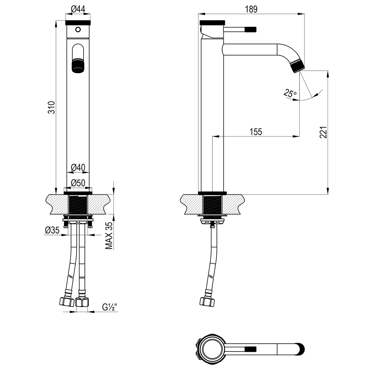 Смеситель Lemark Зенит (ZENITH) для раковины высокий (LMF-1615S-SSN) - фото 2