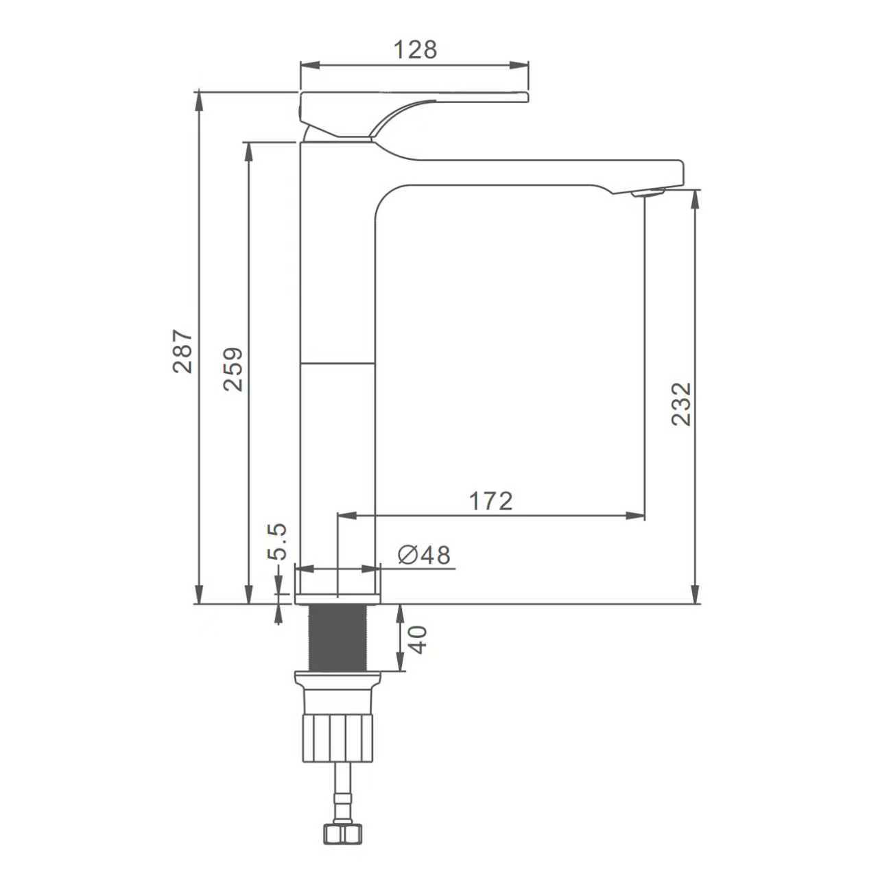 Смеситель Splenka для раковины высокий монолитный, графит (S55.15.09) - фото 2
