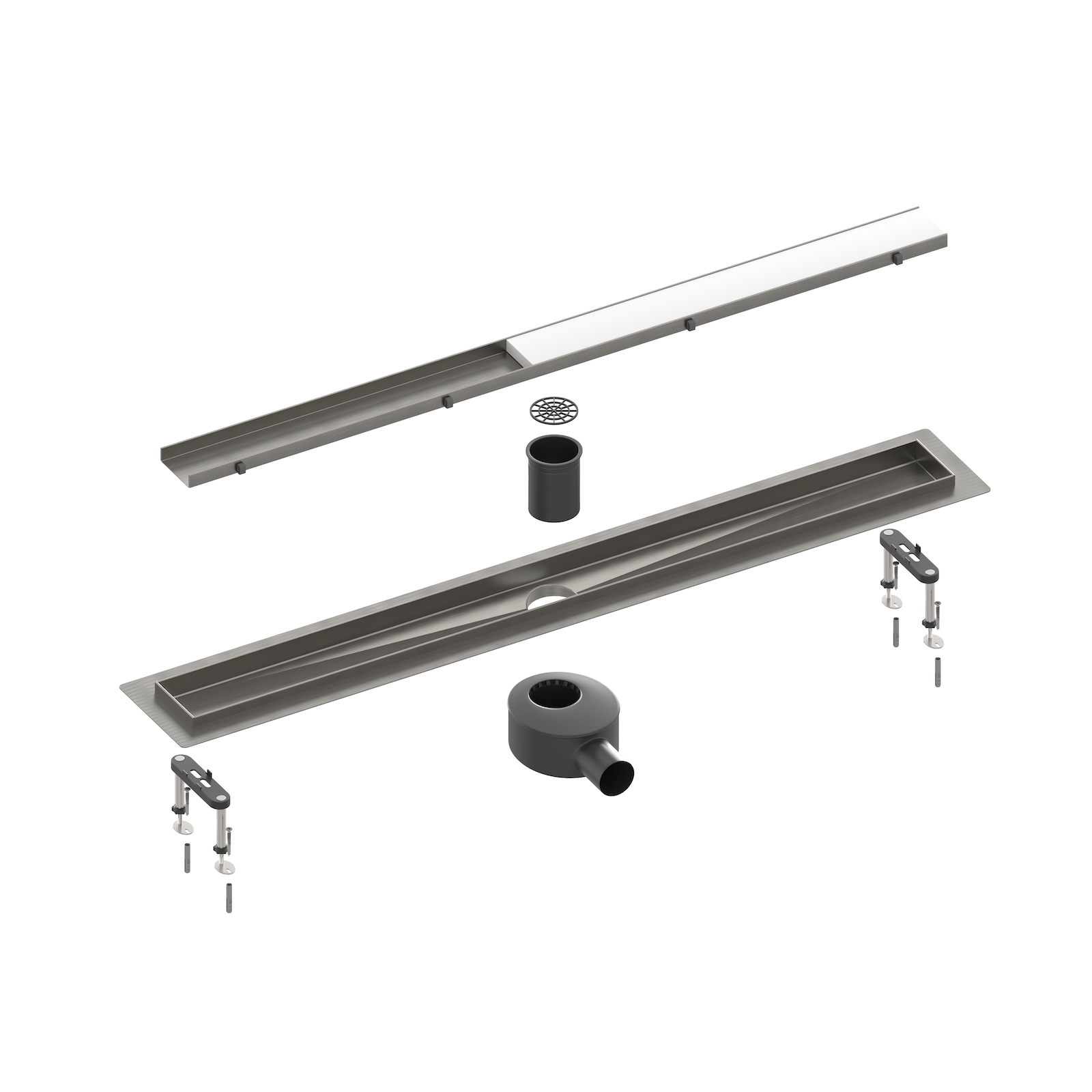 Душевой лоток TIMO Drain System 700 с двусторонней панелью "plate" под плитку, черное золото (DS230207/18)