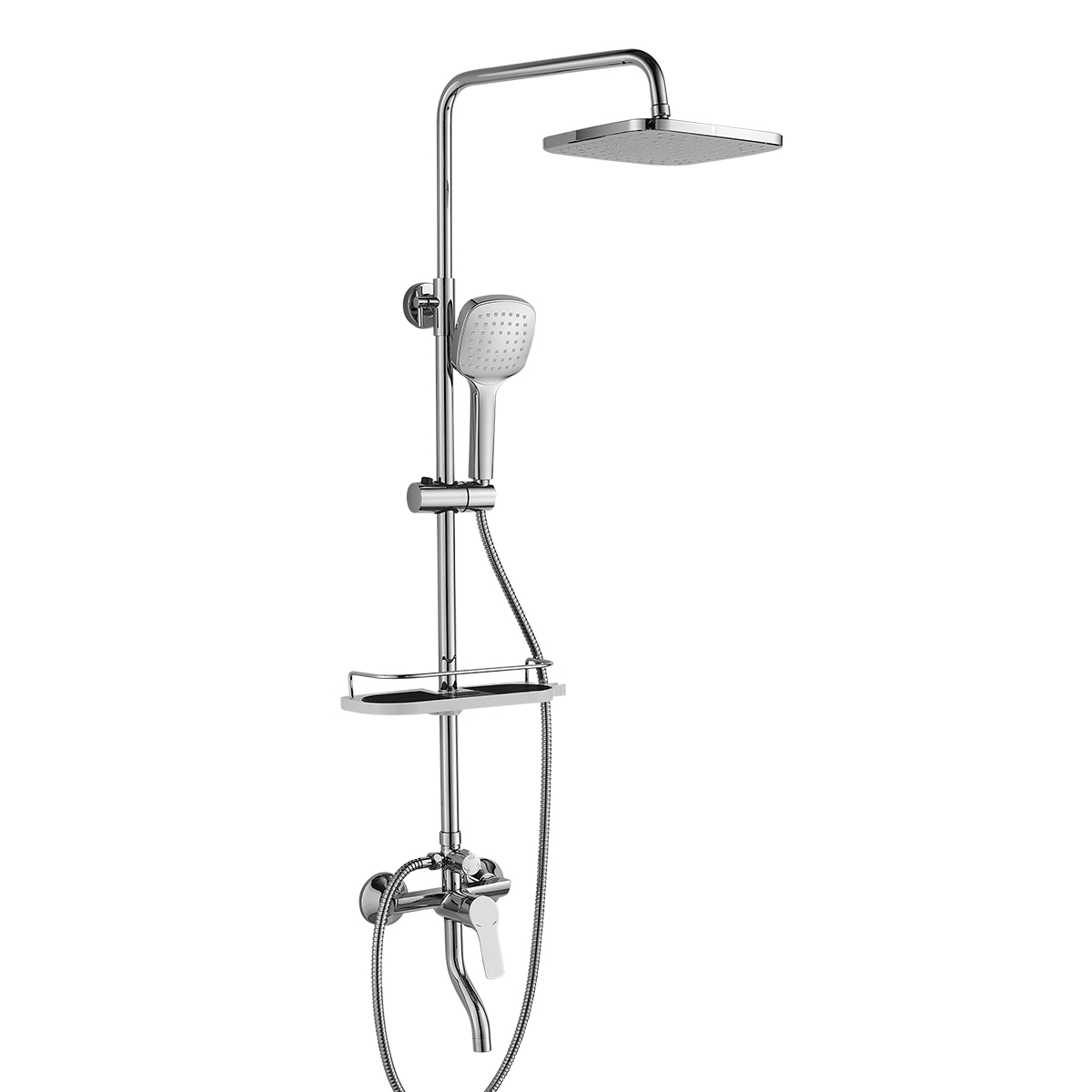 Смеситель Rossinka RS29 для ванны и душа с регулируемой высотой штанги, поворотным изливом и лейкой (RS29-46) - фото 1