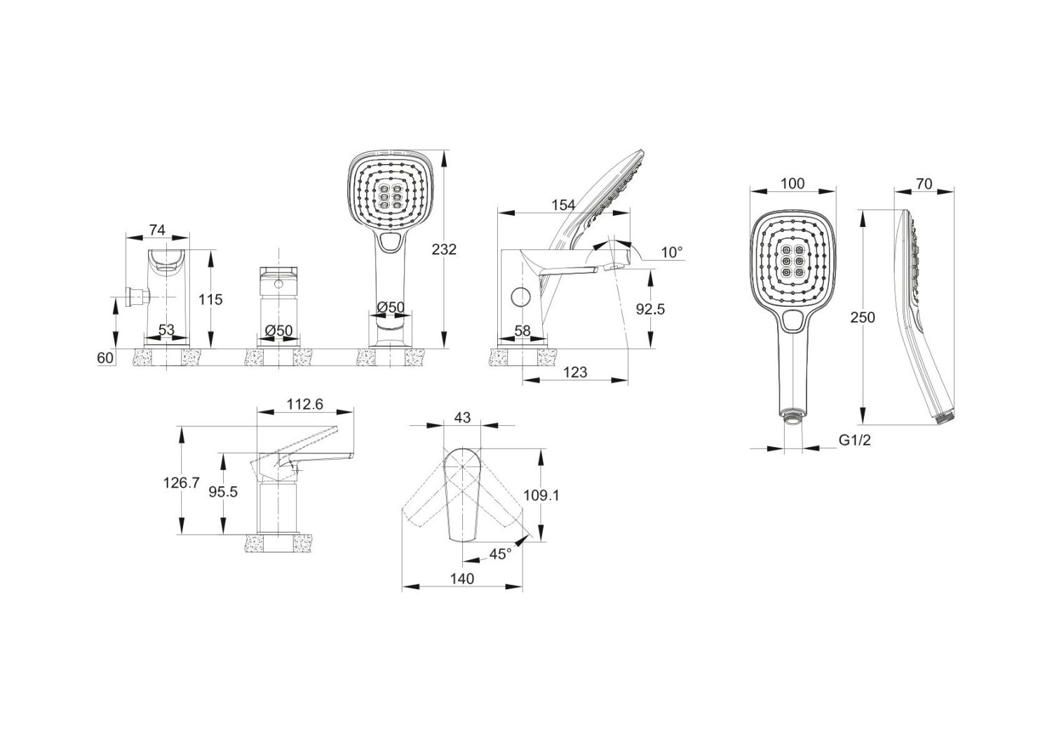 Смеситель на борт ванны Cersanit MODUO однорычажный (64100) - фото 3