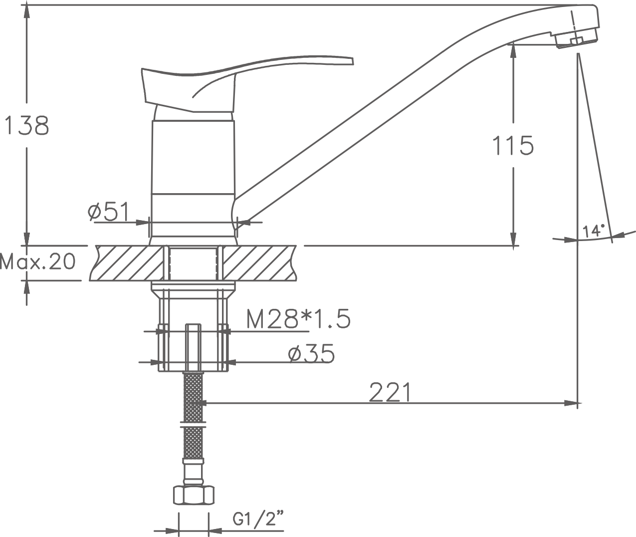 Смеситель для кухни Cron хром (CN4901) - фото 2