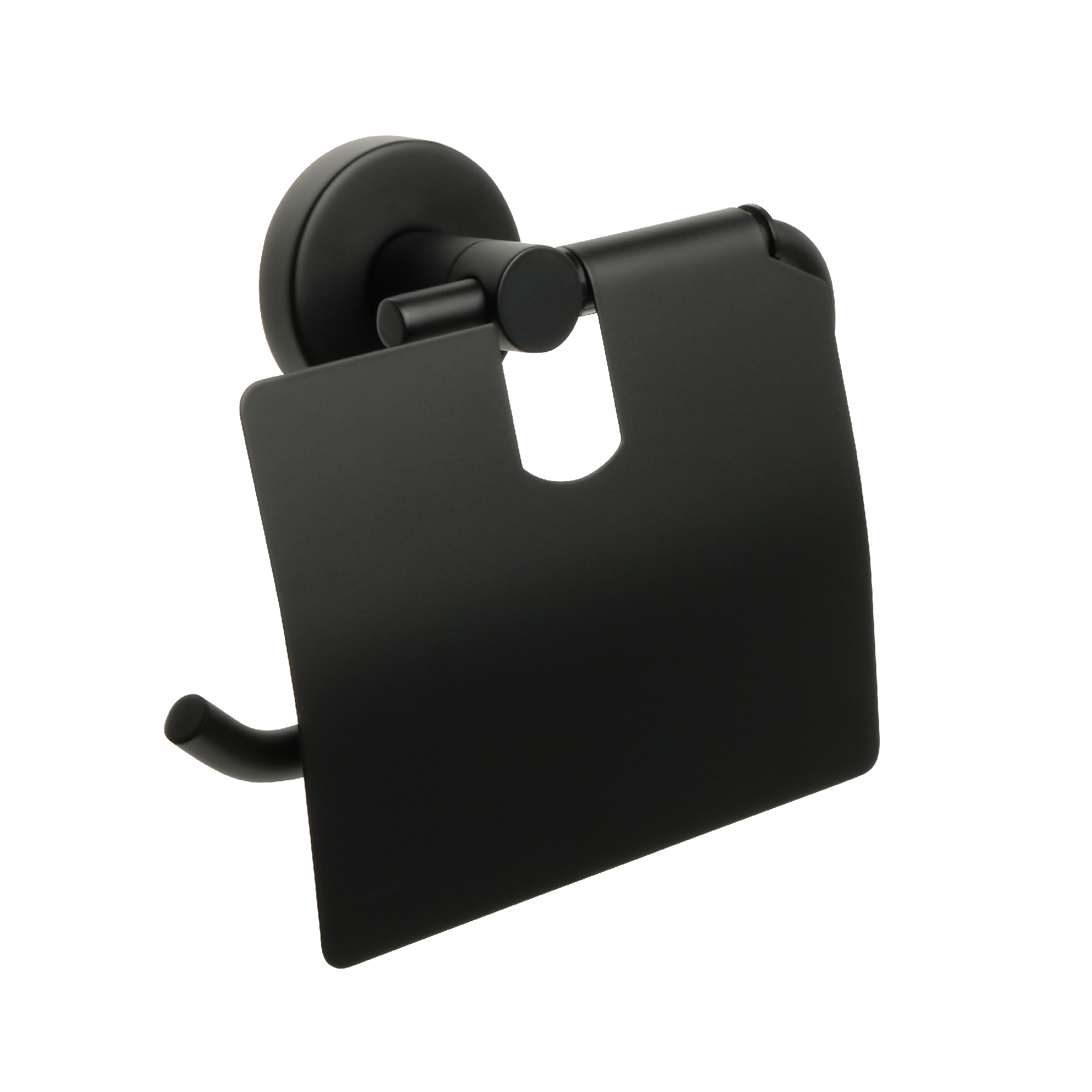 Бумагодержатель с крышкой черный Fixsen Comfort  Black (FX-86010) - фото 1