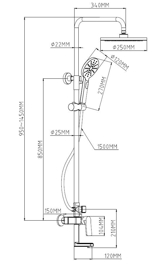 Душевая система ESKO с изливом Eiger (ST250 EG) - фото 2