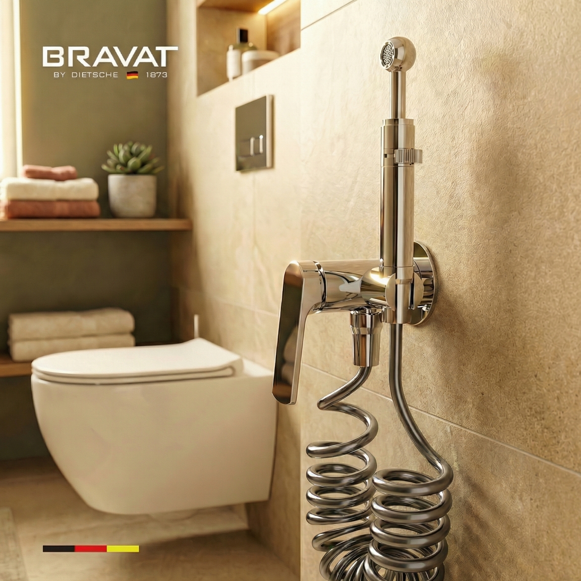 Гигиенический душ со смесителем с пружинным шлангом BRAVAT (D9193CP-SW) - фото 4