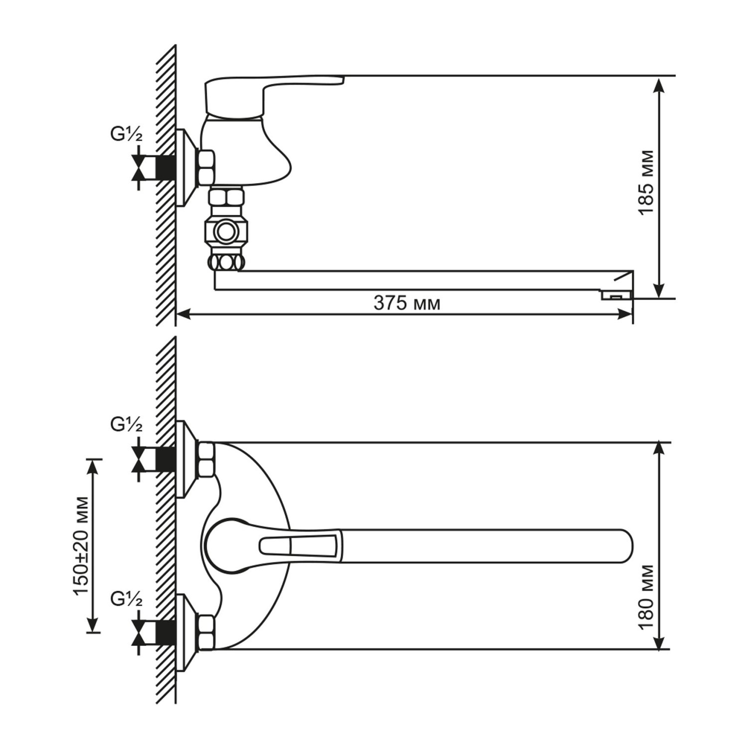 Смеситель для ванны и умывальника MIXLINE ML06-02 (522145) - фото 3
