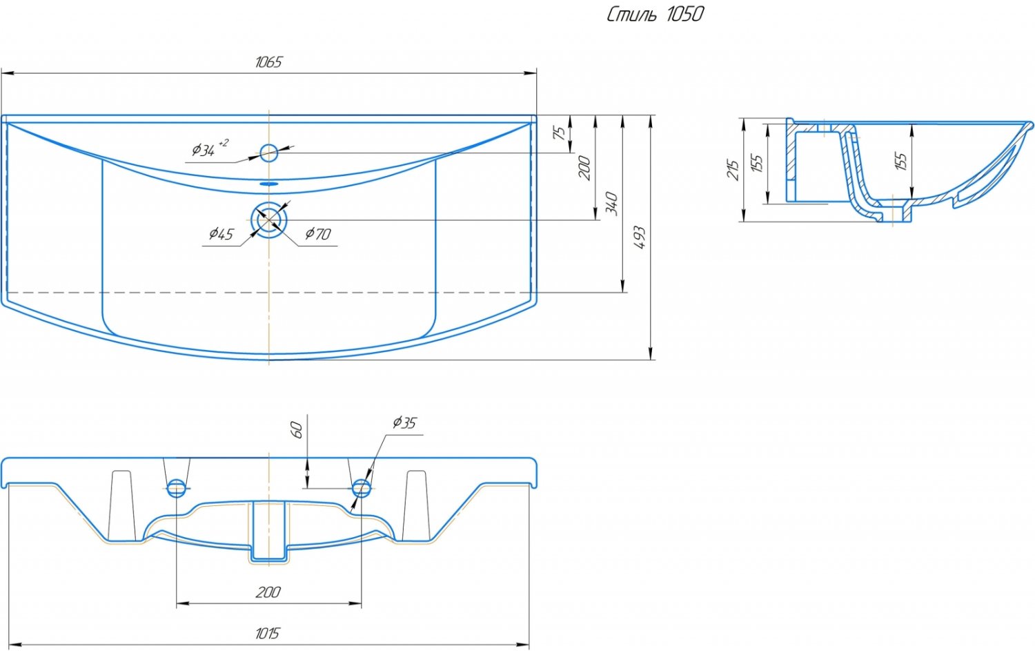 Умывальник VIGO Стиль 105 (Kirovit) (Ц0000002823) - фото 2